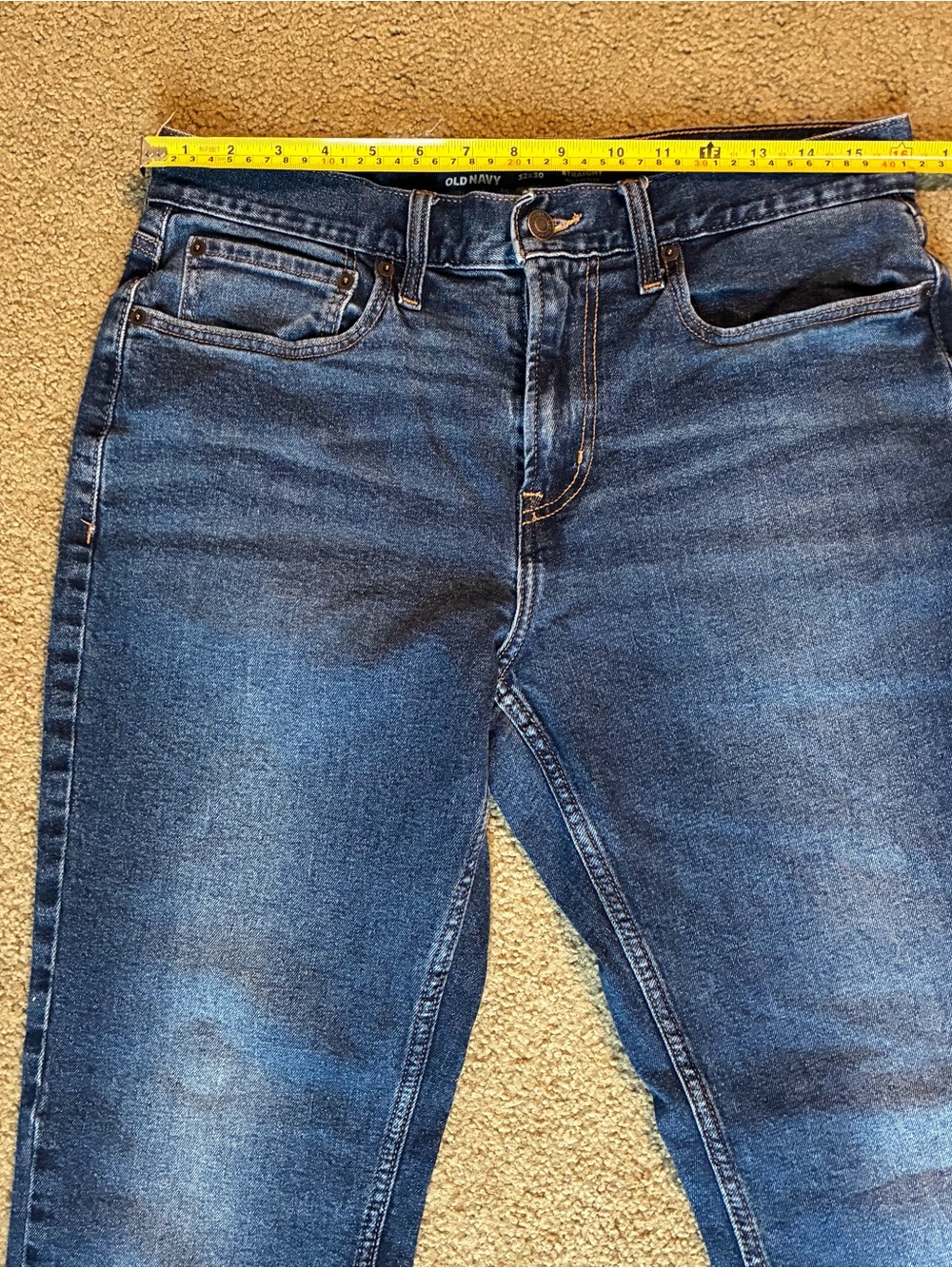 Old Navy Men's Dark Blue Straight Leg Denim Jeans Size 32x30 Built in Flex Pants - Picture 4 of 11